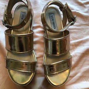 Steve Madden rose gold platform espadrilles